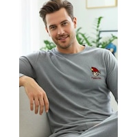 Siyah İnci Uzun Kollu Örme Erkek Pijama Takım 7795 Koyu Mavi Melanj Siyah İnci Uzun Kollu Örme Erkek Pijama Takım 7795 Koyu Mavi Melanj