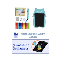 Mavi 3D Kalem 3D Pen Yazıcı Kalem | 50 Metre PLA Filament + Grafik Tablet + USB Kablo Mavi 3D Kalem 3D Pen Yazıcı Kalem | 50 Metre PLA Filament + Grafik Tablet + USB Kablo