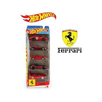 Hot Wheels Ferrari 5'li Model Araba Seti Jln12 1:64 Koleksiyon Kırmızı Hot Wheels Ferrari 5'li Model Araba Seti Jln12 1:64 Koleksiyon Kırmızı
