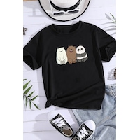 Uyguntarz Çocuk Kafadar Ayılar Baskılı Pamuklu Tshirt Siyah Uyguntarz Çocuk Kafadar Ayılar Baskılı Pamuklu Tshirt Siyah