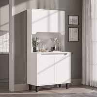 Defne Kahve Köşesi, Çok Amaçlı Dolap, 4 Kapaklı Kiler Dolabı, Mutfak Dolabı 90 Cm Mat Beyaz Defne Kahve Köşesi, Çok Amaçlı Dolap, 4 Kapaklı Kiler Dolabı, Mutfak Dolabı 90 Cm Mat Beyaz