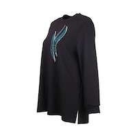 Büyük Beden Desenli Taş İ Şlemeli Sweatshirt Gala-xi Siyah Büyük Beden Desenli Taş İ Şlemeli Sweatshirt Gala-xi Siyah