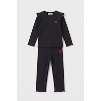 Soft&basic Kız Bebek-çocuk Kalp Nakışlı Regular Fit Rahat Kalıp İkili Takım Siyah Soft&basic Kız Bebek-çocuk Kalp Nakışlı Regular Fit Rahat Kalıp İkili Takım Siyah
