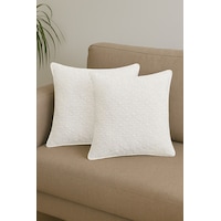 Kırlent Kılıfı Jakarlı Dekoratif 2 Li 45x45 Cm Koltuk Kırlent Kılıfı Krem