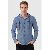 Deep Sea Deepsea Koyu Mavi Kapüşonlu Likralı Kot Gömlek Slim Fit Çıt Çıt Kapamalı Erkek Gömlek 2300396 Deep Sea Deepsea Koyu Mavi Kapüşonlu Likralı Kot Gömlek Slim Fit Çıt Çıt Kapamalı Erkek Gömlek 2300396