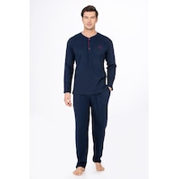 Kompedan Erkek Düğmeli Yaka Pijama Takımı Lacivert 031 Lacivert Kompedan Erkek Düğmeli Yaka Pijama Takımı Lacivert 031 Lacivert