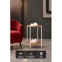 Arpelia Yuvarlak Tablalı Iki Katlı Sehpa Q42x60 Cm (Beyaz Atlantik Çam) Arpelia Yuvarlak Tablalı Iki Katlı Sehpa Q42x60 Cm (Beyaz Atlantik Çam)