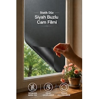Deconitte Statik Düz Siyah Buzlu Cam Filmi 60x100 Cm Yapışkansız Mahremiyet Sağlayan Dekoratif Cam Kaplama, Kumlama Deconitte Statik Düz Siyah Buzlu Cam Filmi 60x100 Cm Yapışkansız Mahremiyet Sağlayan Dekoratif Cam Kaplama, Kumlama