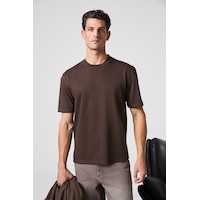 Grımelange Solo Erkek %100 Organik Pamuklu Kalın Dokulu Comfort Fit Bisiklet Yakalı Kahverengi T-shi Kahverengi Grımelange Solo Erkek %100 Organik Pamuklu Kalın Dokulu Comfort Fit Bisiklet Yakalı Kahverengi T-shi Kahverengi