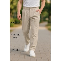 Cedy Denim Yüksek Kalite Erkek Yüksek Bel Pileli Baggy Chino Pantolon C358 Bej Cedy Denim Yüksek Kalite Erkek Yüksek Bel Pileli Baggy Chino Pantolon C358 Bej