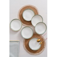 6'lı Dubai Çukur Yemek Tabağı Seti 20cm - Sade Ve Modern Tasarım Porselen Tabaklar Ekru