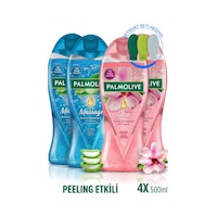 Palmolive Peeling Etkili Duş Jeli 4 x 500 ML + Seyahat Kiti Palmolive Peeling Etkili Duş Jeli 4 x 500 ML + Seyahat Kiti