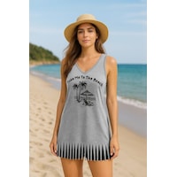 Markapia Woman Kadın V Yaka Kolsuz Beach Baskılı Püsküllü İnce Esnek Plaj Elbise Gri Markapia Woman Kadın V Yaka Kolsuz Beach Baskılı Püsküllü İnce Esnek Plaj Elbise Gri