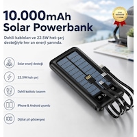 10.000mah Solar Powerbank Dahili Kablolu 22.5w Hızlı Şarj İphone Android Uyumlu Taşınabilir Şarj Cihazı-1682 BEYAZ 10.000mah Solar Powerbank Dahili Kablolu 22.5w Hızlı Şarj İphone Android Uyumlu Taşınabilir Şarj Cihazı-1682 BEYAZ