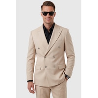 Deep Sea Deepsea Erkek Bej Slim Fit Kruvaze Takım Elbise Likralı Çizgili Dokulu Metal Düğmeli 2600820 Deep Sea Deepsea Erkek Bej Slim Fit Kruvaze Takım Elbise Likralı Çizgili Dokulu Metal Düğmeli 2600820