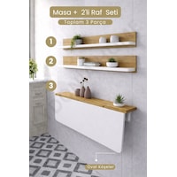 Duvara Monte Katlanır Masa & 2 Li Raf Seti Beyaz Çam 60x90 Cm Beyaz - Çam Duvara Monte Katlanır Masa & 2 Li Raf Seti Beyaz Çam 60x90 Cm Beyaz - Çam