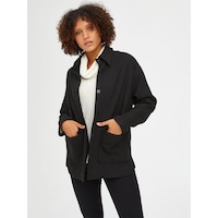 Faik Sönmez Oversize Midi Gömlek Yaka Kadın Ceket - Minimalist Tarz Siyah Faik Sönmez Oversize Midi Gömlek Yaka Kadın Ceket - Minimalist Tarz Siyah