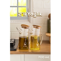 Porsima 2093 Bambu Kapaklı Vakumlu Borosilikat Cam 2li Yağdanlık Yağlık Sirkelik Seti 700ml Şeffaf Porsima 2093 Bambu Kapaklı Vakumlu Borosilikat Cam 2li Yağdanlık Yağlık Sirkelik Seti 700ml Şeffaf