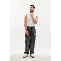 Banny Jeans Erkek Kargo Cepli Jean Pantolon Gri Banny Jeans Erkek Kargo Cepli Jean Pantolon Gri