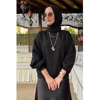Rabia Şamlı Tüvit Sweat Siyah Normal Rabia Şamlı Tüvit Sweat Siyah Normal