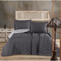 Microfiber Çift Kişilik Yatak Örtüsü Seti Aragon Antrasit Microfiber Çift Kişilik Yatak Örtüsü Seti Aragon Antrasit