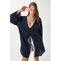 Ritnice Kadın Sandra %100 Pamuk Müslin Bağcıklı Lacivert Kimono Lacivert Ritnice Kadın Sandra %100 Pamuk Müslin Bağcıklı Lacivert Kimono Lacivert