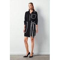 Sateen Detaylı Mini Etek - Siyah Sateen Detaylı Mini Etek - Siyah