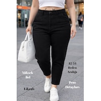 Cedy Denim Mom Fit Jean Büyük Beden Yüksek Bel Carrot Kesim Dar Paça Pileli Esnek Kot Pantolon C600 Siyah Cedy Denim Mom Fit Jean Büyük Beden Yüksek Bel Carrot Kesim Dar Paça Pileli Esnek Kot Pantolon C600 Siyah