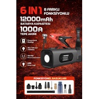 6in1 Akü Takviye Hava Kompresörü Süpürge 12000mah 1000a 150psı Powerbank Led 6in1 Akü Takviye Hava Kompresörü Süpürge 12000mah 1000a 150psı Powerbank Led