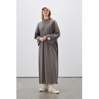 Manuka Oversize Uzun Rahat Kadın Elbise - Antrasit Manuka Oversize Uzun Rahat Kadın Elbise - Antrasit