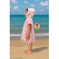 Çocuk 3-4 Yaş Bornoz Panço %100 Pamuk Plaj Havlusu Peştemal Pembe Çocuk 3-4 Yaş Bornoz Panço %100 Pamuk Plaj Havlusu Peştemal Pembe