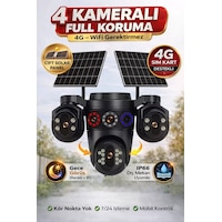 Esvision 7020 4 Lensli 4G Çift Solar Panel 16x Zoom Dual Batarya Hieasy Aov Sürekli Kayıt Gece Görüş Çift Yönlü Ses Akıllı Kamera