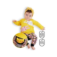 Denokids Leopar Kız Bebek T-shirt Tayt-Pantolon Takım Çok Renkli Denokids Leopar Kız Bebek T-shirt Tayt-Pantolon Takım Çok Renkli