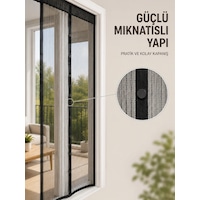 Otomatik Kapanan Mıknatıslı Sineklik Kapı Filesi Pratik Geçişli Siyah Model