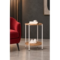 Arpelia Yuvarlak Tablalı Iki Katlı Sehpa Q42x60 Cm (Beyaz Atlantik Çam) Arpelia Yuvarlak Tablalı Iki Katlı Sehpa Q42x60 Cm (Beyaz Atlantik Çam)