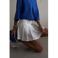 Madmext Mad Girls Beyaz Pileli Etek Mg1385 Madmext Mad Girls Beyaz Pileli Etek Mg1385