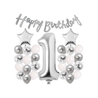 Gümüş Konsept 1 Yaş Doğum Günü Kutlama Seti Beyaz Gümüş Konfetili Gümüş Konsept 1 Yaş Doğum Günü Kutlama Seti Beyaz Gümüş Konfetili