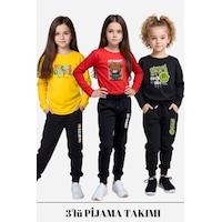 Fyk Kids 3'lü Kız Çocuk Baskılı Bel Detayı Lastikli Alt-üst Pijama Takımı Çok Renkli Fyk Kids 3'lü Kız Çocuk Baskılı Bel Detayı Lastikli Alt-üst Pijama Takımı Çok Renkli