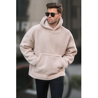 Madmext Bej Oversize Peluş Erkek Sweatshirt 6160-bej Bej Madmext Bej Oversize Peluş Erkek Sweatshirt 6160-bej Bej