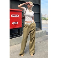 Madmext Haki Kemer Detaylı Bol Paça Pantolon Mg1834-haki Haki Madmext Haki Kemer Detaylı Bol Paça Pantolon Mg1834-haki Haki