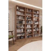 Asra Trend K-24 %100 MDF 180 cm 3 Modüllü Kitaplık 21 Raflı Dev Kütüphane Petra