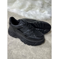 Günlük Kadın Sneaker Kalın Yüksek Taban Bağcıklı Rahat Tiger Şeritli Spor Ayakkabı 032 02 - Siyah Cilt Günlük Kadın Sneaker Kalın Yüksek Taban Bağcıklı Rahat Tiger Şeritli Spor Ayakkabı 032 02 - Siyah Cilt