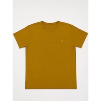 Büyük Beden Sıfır Yaka Pike Kumaş Sade Erkek Battal Tshirt Sarı Büyük Beden Sıfır Yaka Pike Kumaş Sade Erkek Battal Tshirt Sarı
