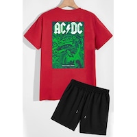 Uyguntarz Acdc Şort T-shirt Eşofman Takımı Kırmızı Uyguntarz Acdc Şort T-shirt Eşofman Takımı Kırmızı