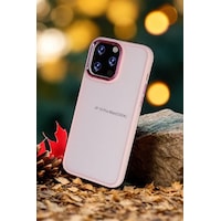 Fibaks iPhone 15 Pro Uyumlu Kılıf Metal Çerçeve Hassas Butonlu Renkli Buzlu Şeffaf Transparan Kapak Pembe Fibaks iPhone 15 Pro Uyumlu Kılıf Metal Çerçeve Hassas Butonlu Renkli Buzlu Şeffaf Transparan Kapak Pembe