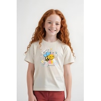 Fyk Kids Kız Çocuk Honey Baskılı Tişört Krem
