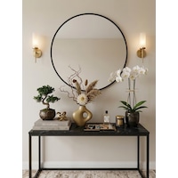 Siyah Çerçeveli Metal Yuvarlak Ayna 70 cm Siyah Çerçeveli Metal Yuvarlak Ayna 70 cm