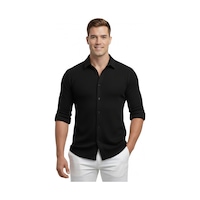 Deepsea Siyah Slim Fit Örme Kumaş Likralı Erkek Gömlek Nefes Alan Esnek Ve Modern Tasarım 2602604 Siyah Deepsea Siyah Slim Fit Örme Kumaş Likralı Erkek Gömlek Nefes Alan Esnek Ve Modern Tasarım 2602604 Siyah