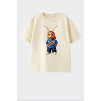 Monila Unisex Çocuk Pamuklu Demokratik Kongo Baskılı T-shirt Taş Monila Unisex Çocuk Pamuklu Demokratik Kongo Baskılı T-shirt Taş
