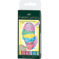 Faber-Castell Pitt Çizim Kalemi Fırça Uçlu 6'lı Pastel Renk Seti, Suya Dayanıklı Mürekkep Faber-Castell Pitt Çizim Kalemi Fırça Uçlu 6'lı Pastel Renk Seti, Suya Dayanıklı Mürekkep